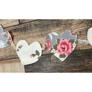 Valentine Heart Banner Bunting Vintage Linens Wedding Shower
